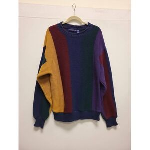 Claybrooke Sweater Size M Colorful Striped Knit Acrylic USA Made Pullover Top